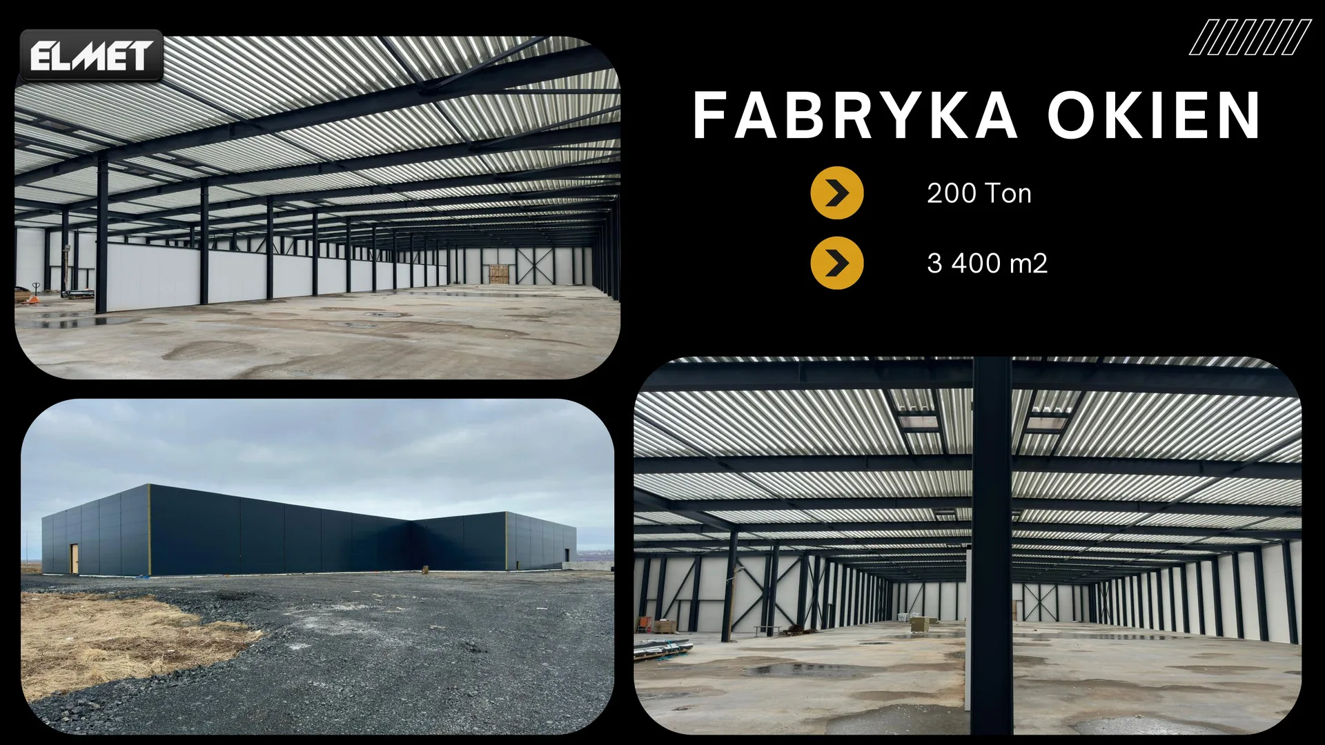 Konstrukcja stalowa fabryki okien w Islandii – wnętrze i gotowy budynek