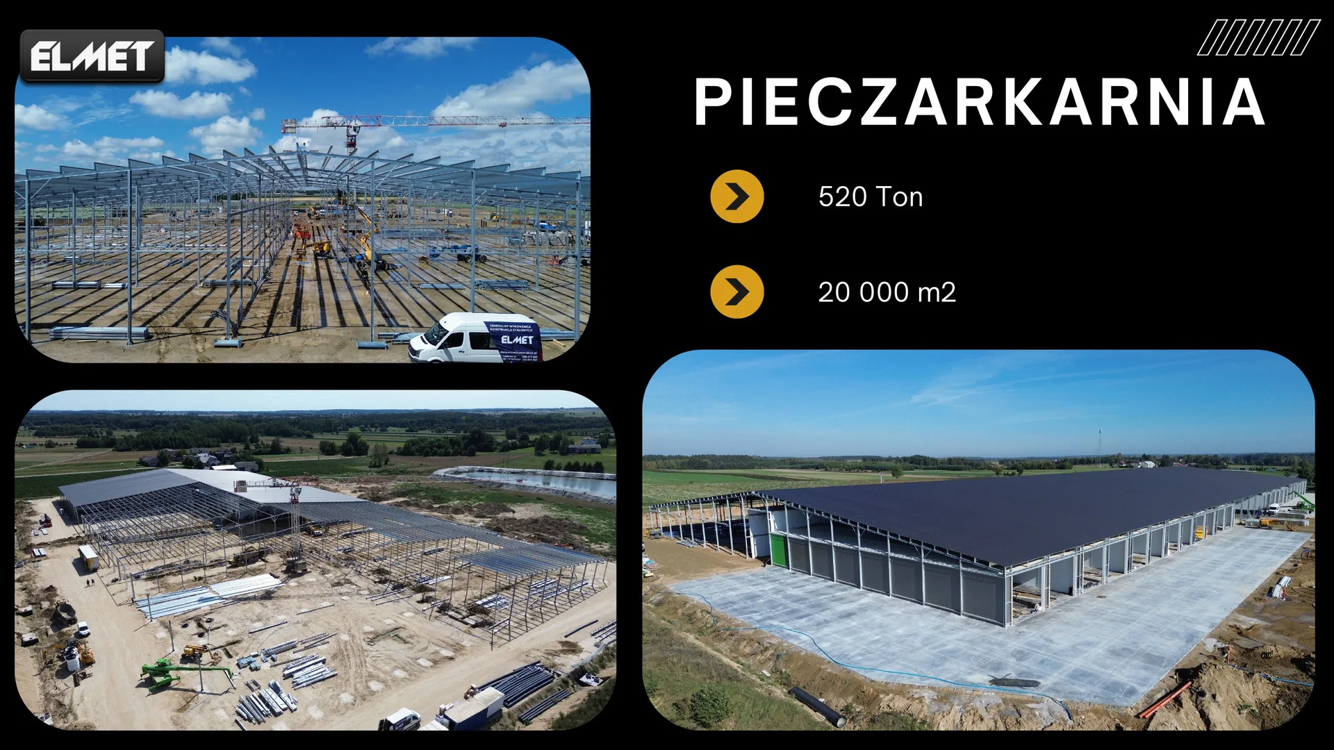 Budowa pieczarkarni o powierzchni 20 000 m² – widok z drona